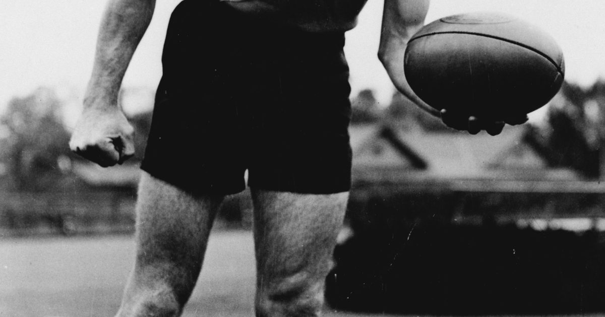Robert 'Bob' Hank, Australian rules footballer, April 1950, from original negative, Sporting Life magazine negatives, 1…