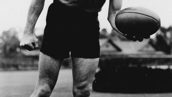 Robert 'Bob' Hank, Australian rules footballer, April 1950, from original negative, Sporting Life magazine negatives, 1…