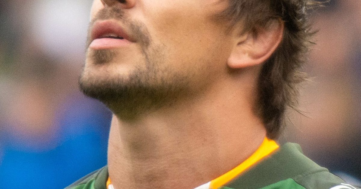 Eben Etzebeth during the national anthems in the 2022 rugby union test match between Italy and South Africa at Stadio L…