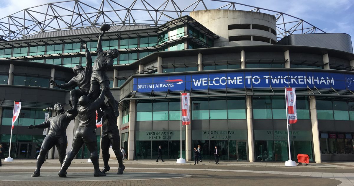 The exterior of Twickenham Stadium.